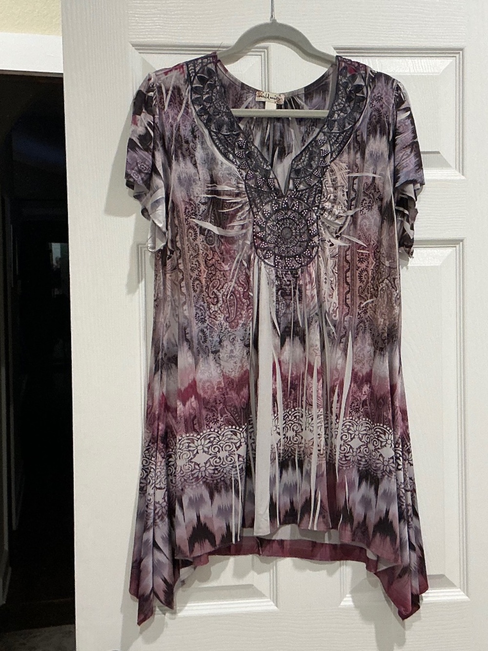World Unity One World Purple Paisley Top XL